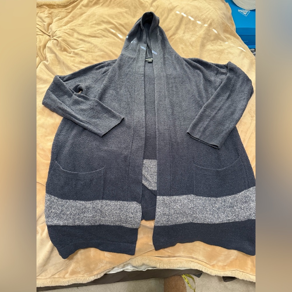 Barefoot Dreams Charcoal and Gray Cardigan M Cozy